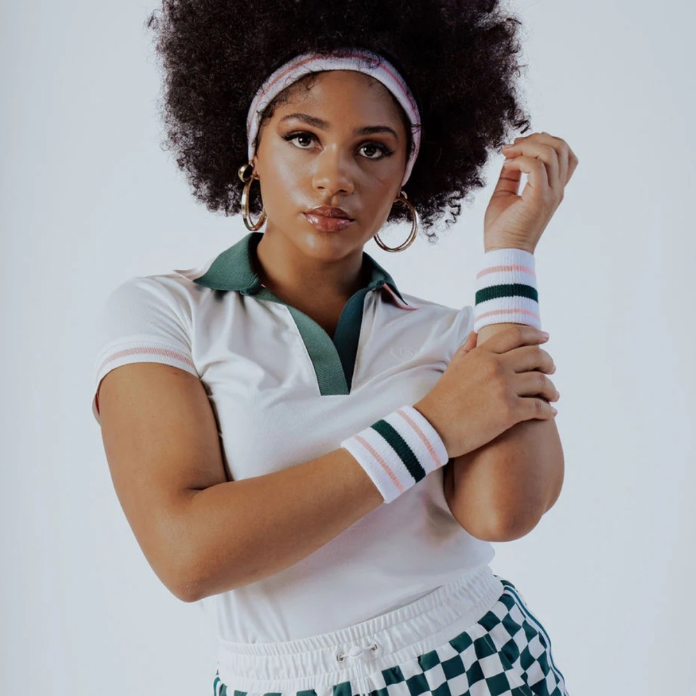 Fore All Birdie Band Striped Headband & Wristbands Set tennis golf sweatband set